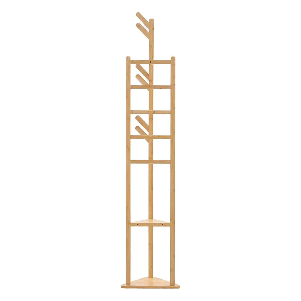 Bamboo Coat Rack Stand Coat Standing Tree Furnish Wise