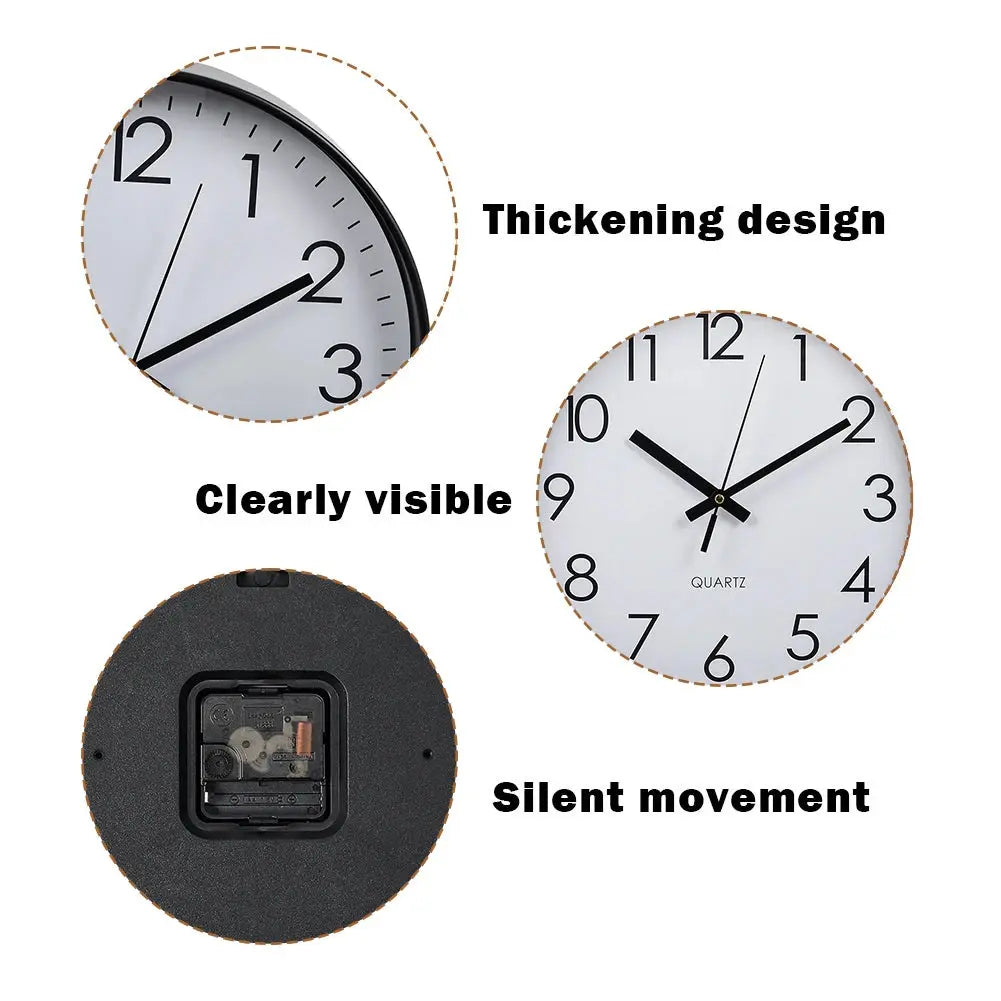 12 Inch Non-Ticking Battery Operated Wall Clock Furnish Wise