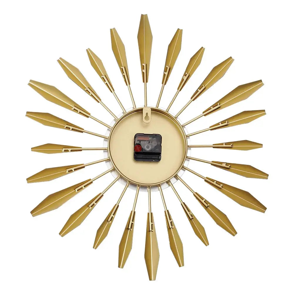 Large Metal Starburst Decorative Wall Clock Furnish Wise
