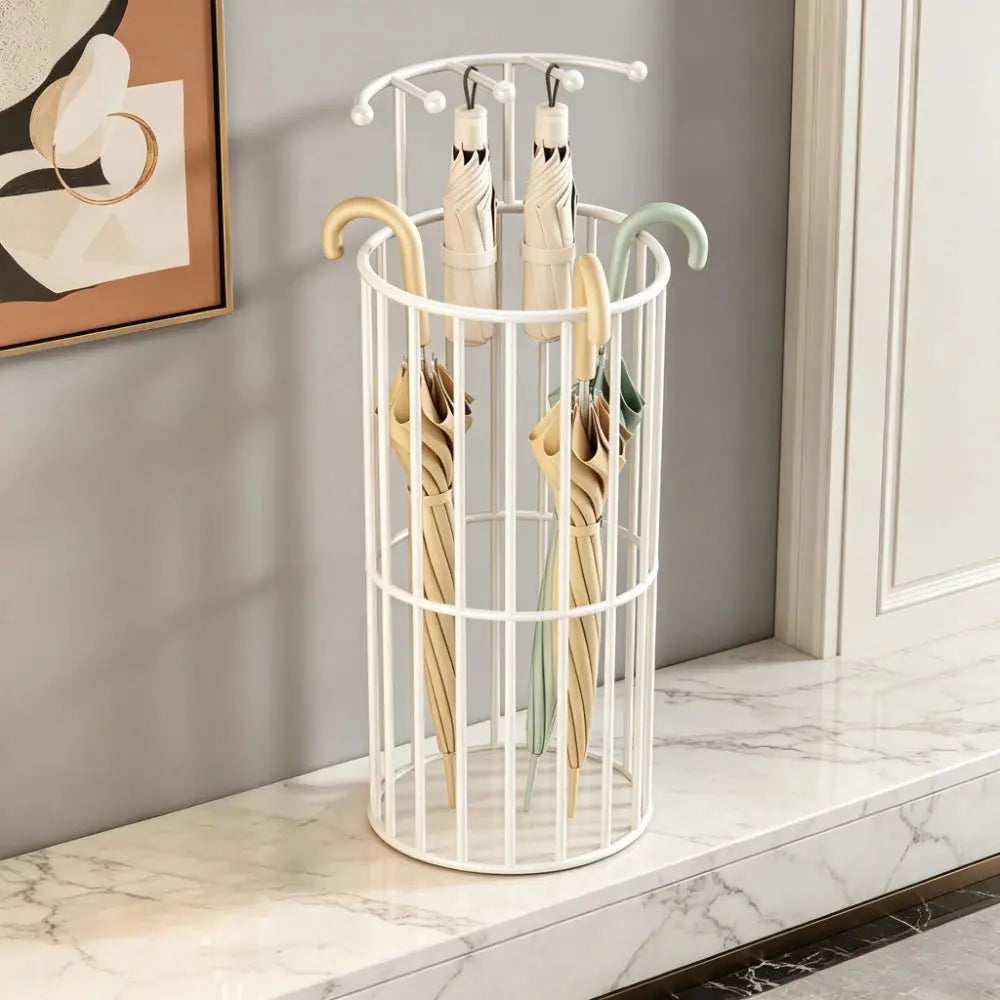 Iron Umbrella Storage Rack Circular Arc Large Capacity Rust and Wear Resistant Entrance Beach Umbrella Stands Bases Furnish Wise