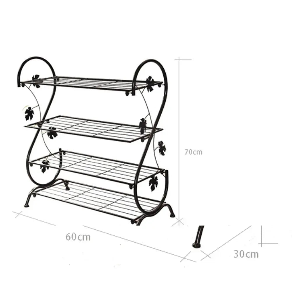 White Metal 4 Tier S-Shape Shoe Rack