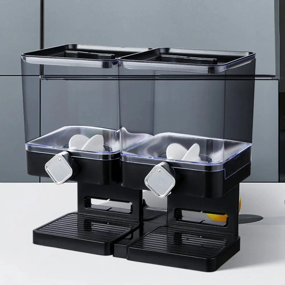 Black Double Square Cereal Dispenser
