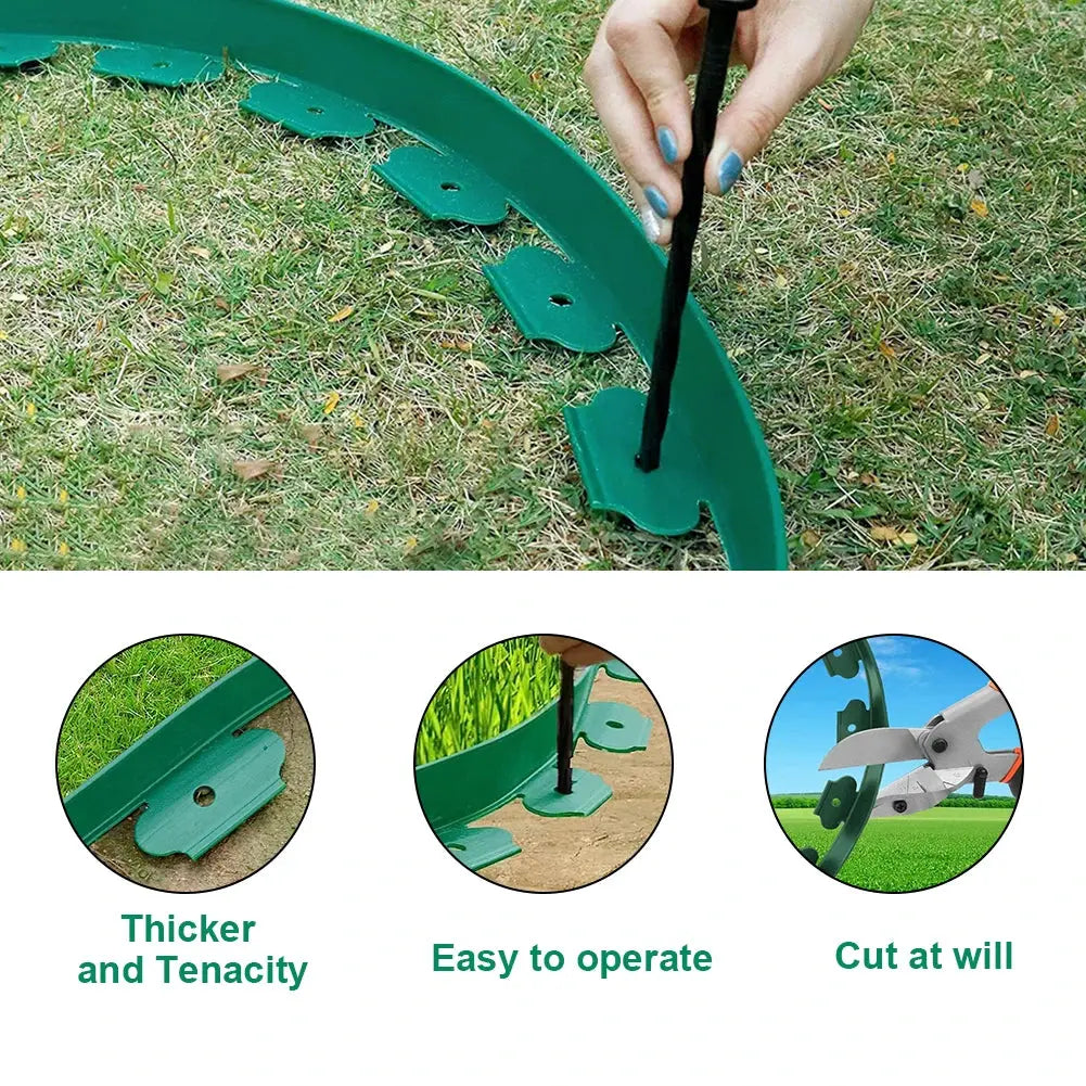 No-Dig L-Shaped Garden Edging with 30 Ground Pegs
