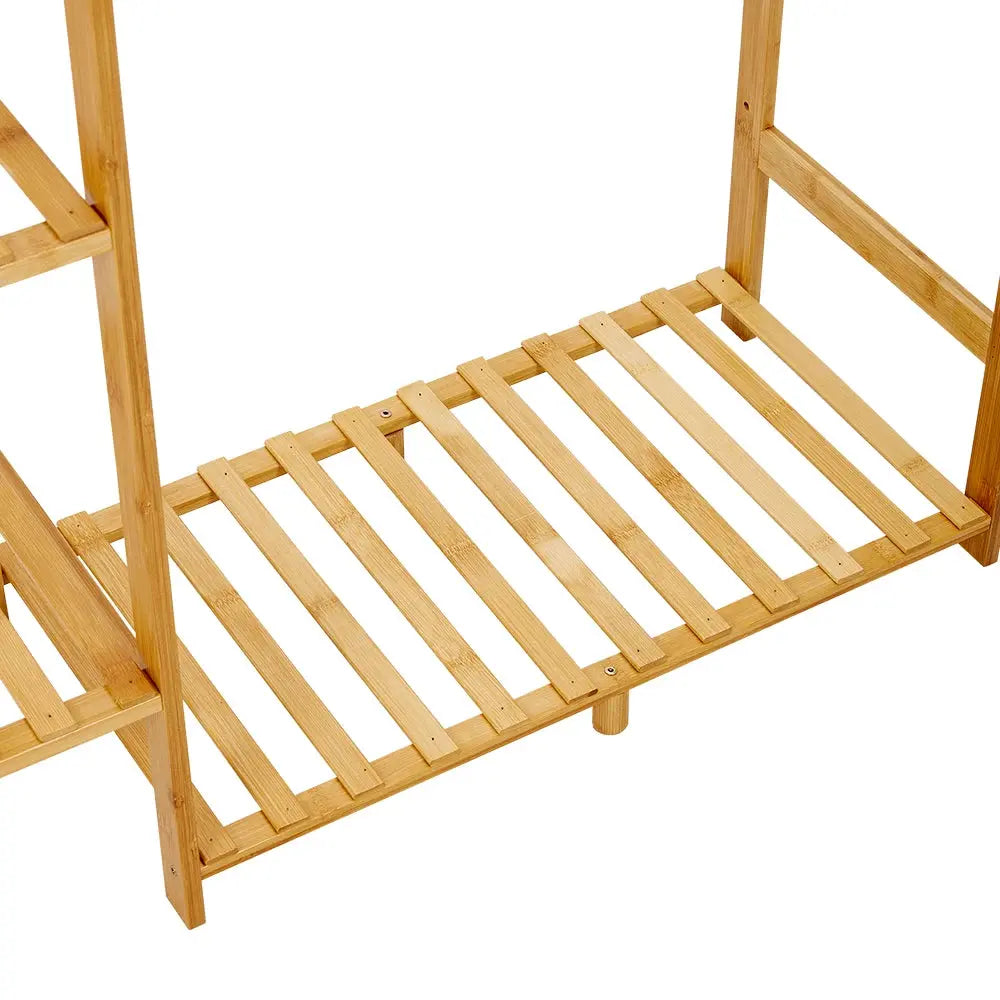 Wooden Clothes Rack with Hooks