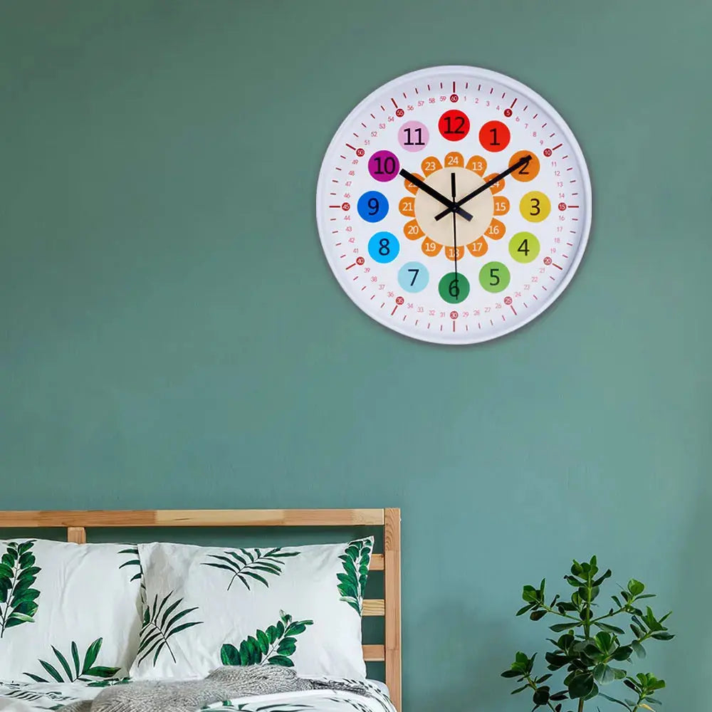 12-inch Brightly Coloured Dual-Scale Battery Operated Wall Clock Furnish Wise