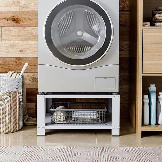 Washing Machine Dryer Pedestal Powerful and Durable, White Furnish Wise