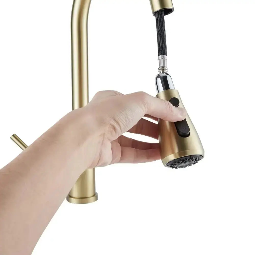 Gold Retractable Commercial Pull out Kitchen Tap Mixer Tap Faucet Furnish Wise