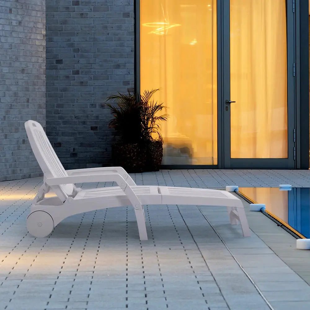 Outdoor Plastic Folding Leisure Chair with Wheels Furnish Wise