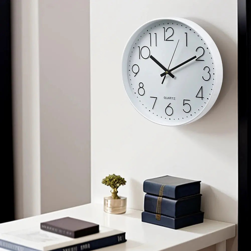 12 Inch Non-Ticking Battery Operated Wall Clock Furnish Wise