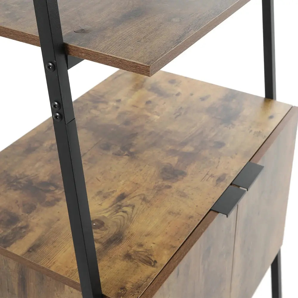 Rustic Brown Industrial Style Wooden Bookshelf Display Furnish Wise