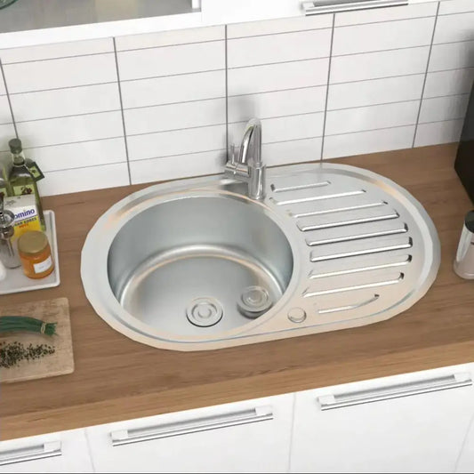 Stainless Steel Single Kitchen Sink Modern Catering Topmount Furnish Wise