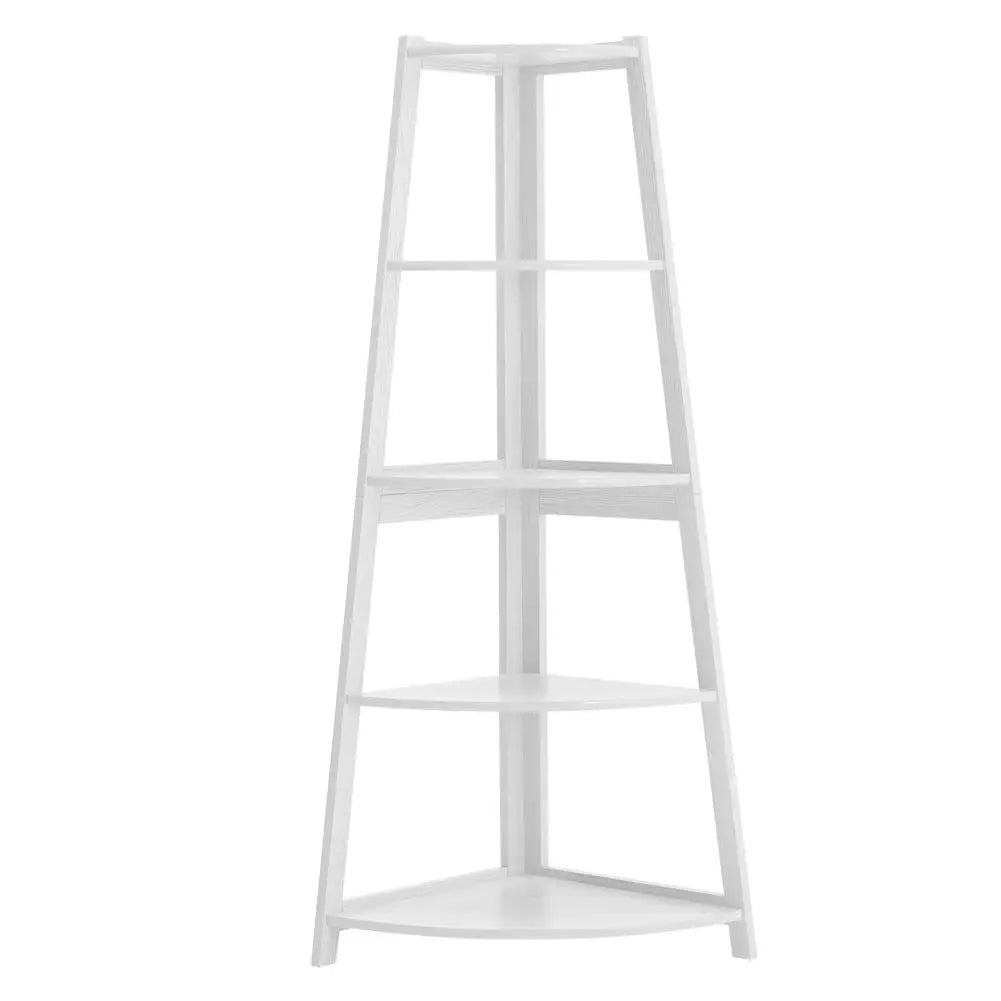 Modern 5-Tier Wooden Ladder Corner Bookshelf Home Display Shelf Unit