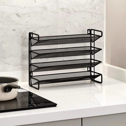 Black 4 Tier Metal Spice Rack Organizer Furnish Wise
