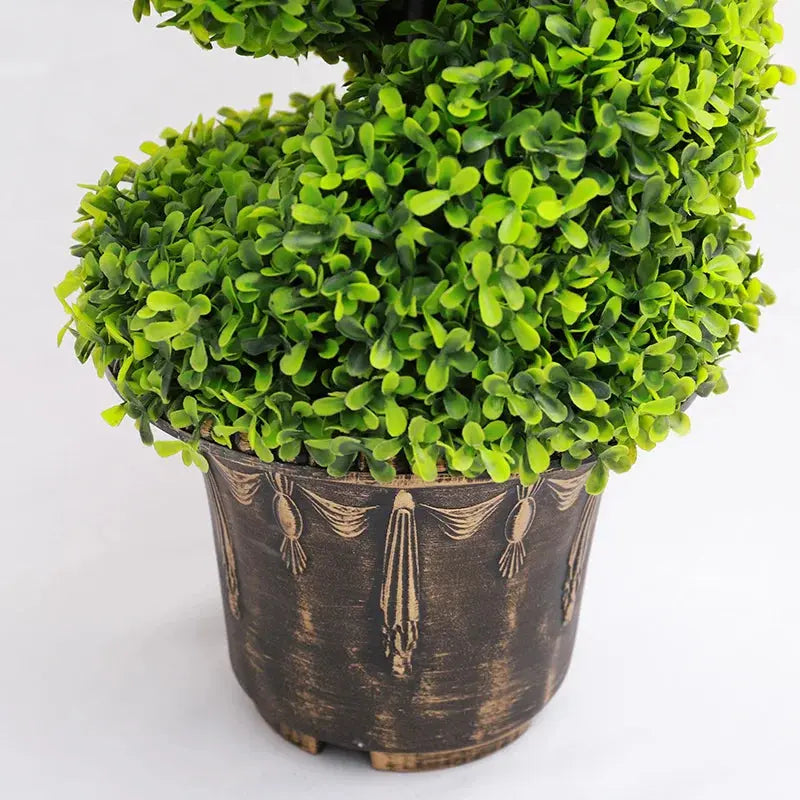 Voltsify 2pcs Artificial Potted Rotating Topiary Trees Garden Yard Ornament with Pot