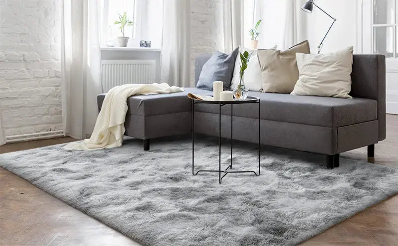 Soft Carpet For Living Room Fluffy Modern Bedroom Bedside Rug Tie-Dyed Grey Indoor Shag Carpets For Kids Nursery Room Home Decor Furnish Wise