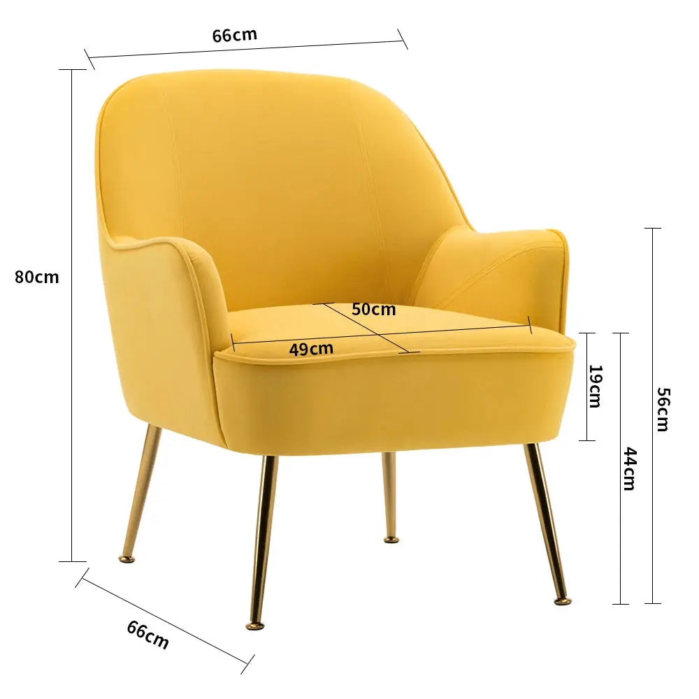 Contemporary Upholstered Comfy Armchair with Gold-Plated Feet