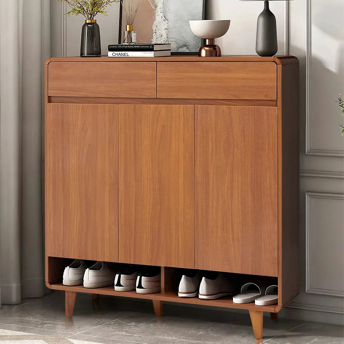 5-Tier Cabinet Shoe Cabinet with Two Small Drawers