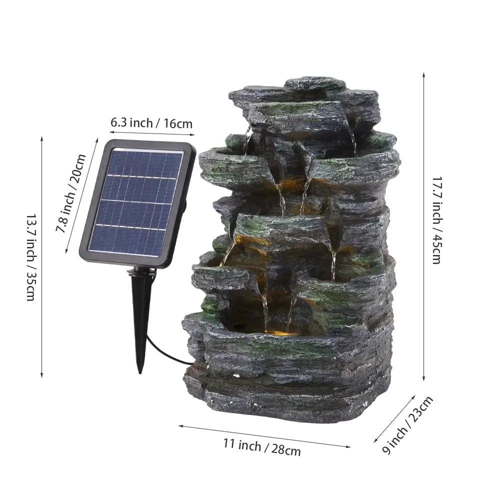 Faux Rock Garden Fountain with Lights Furnish Wise