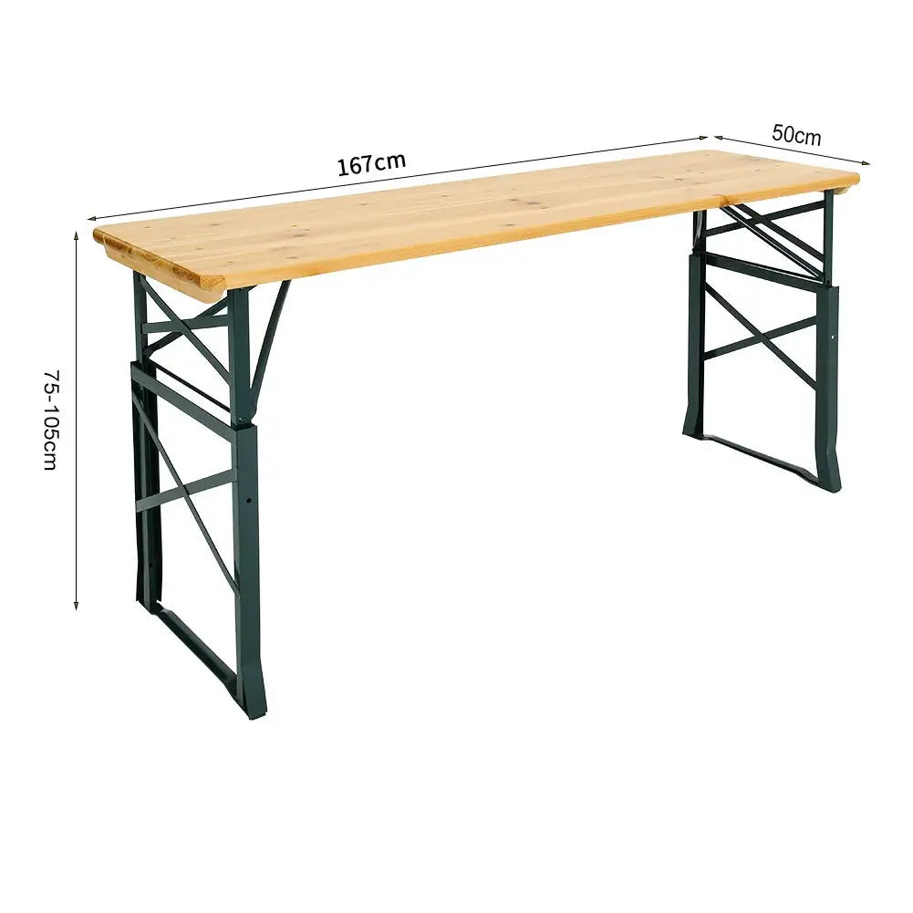 Outdoor Foldable Wooden Height Adjustable Garden Table Furnish Wise