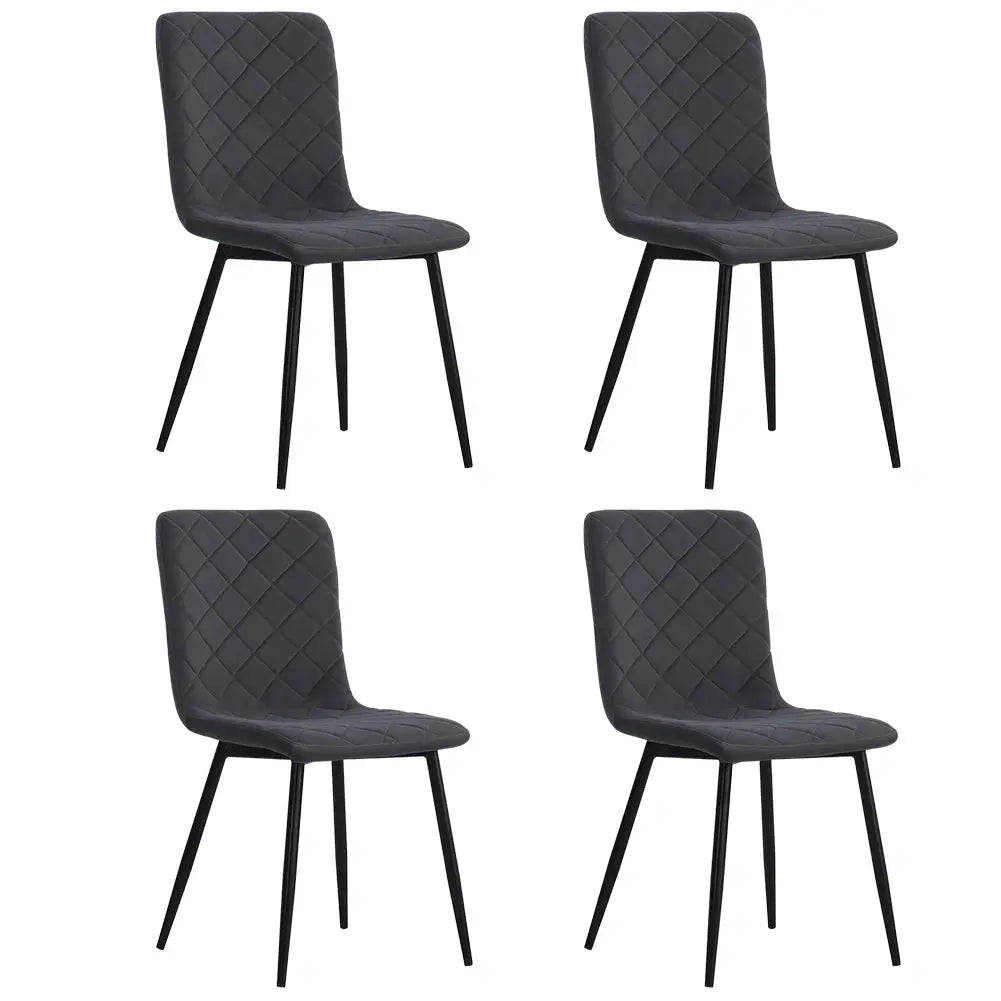 4 Piece Padded Matte Black Accent Dining Chairs