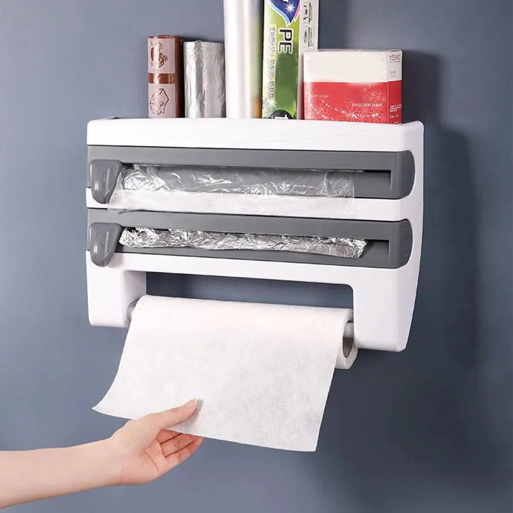 ABS Material Wall Mounted Kitchen Cling Film Dispenser with Cutter Furnish Wise