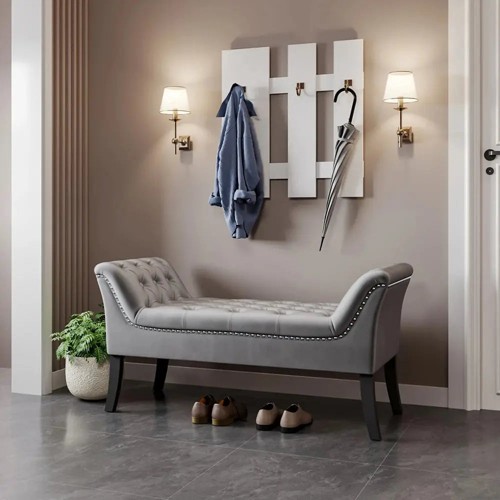 Modern Design Velvet Button Bench