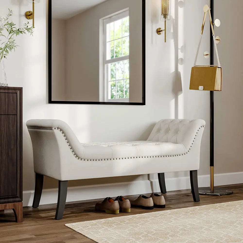 Modern Design Velvet Button Bench