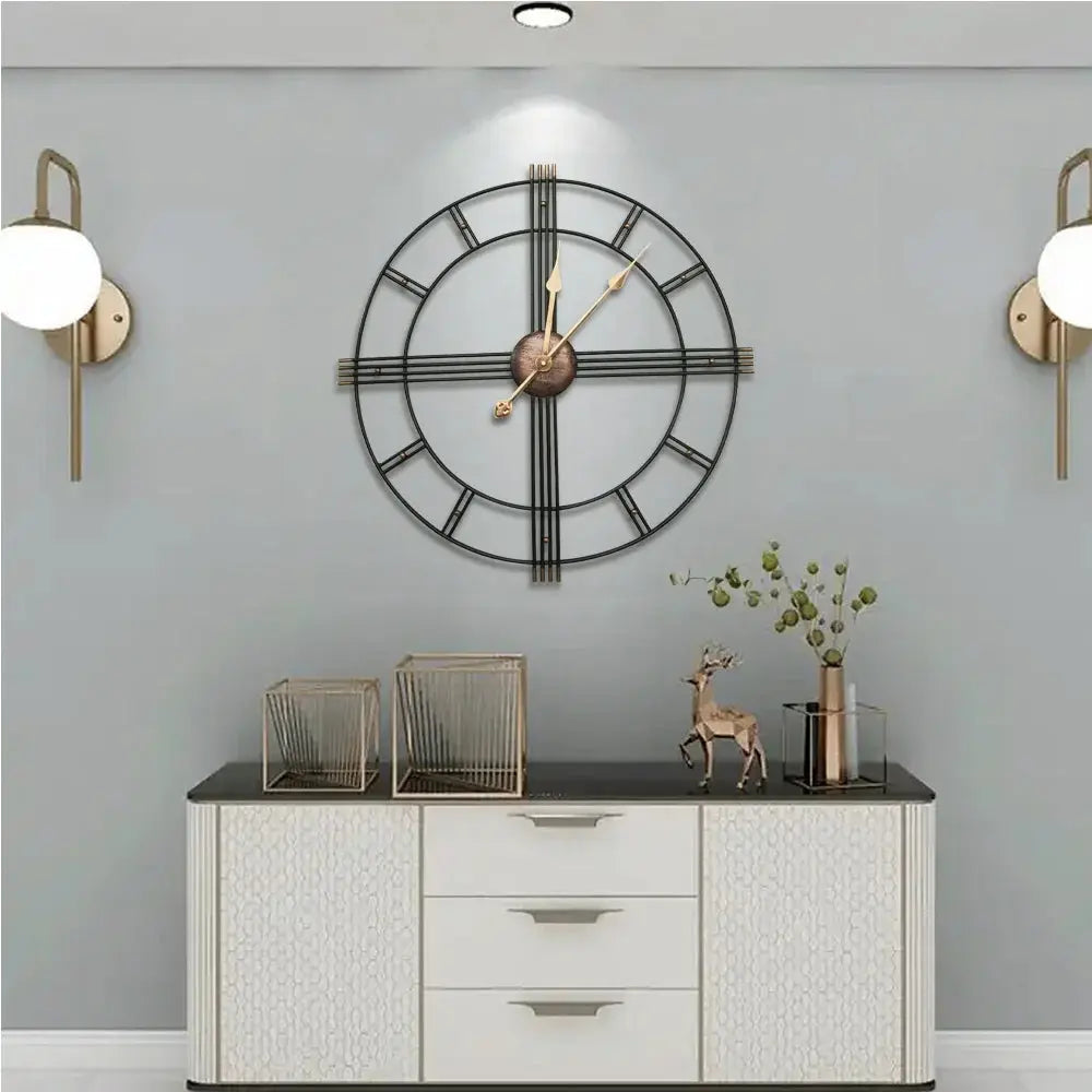 60cm Industrial Retro Roman Metal Wall Clock Furnish Wise