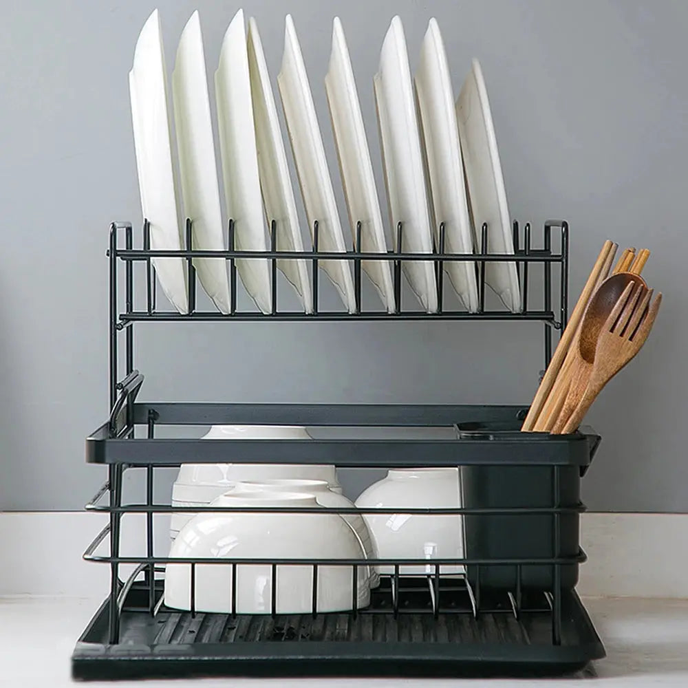 Black Multifunctional Kitchen Storage Dish Rack