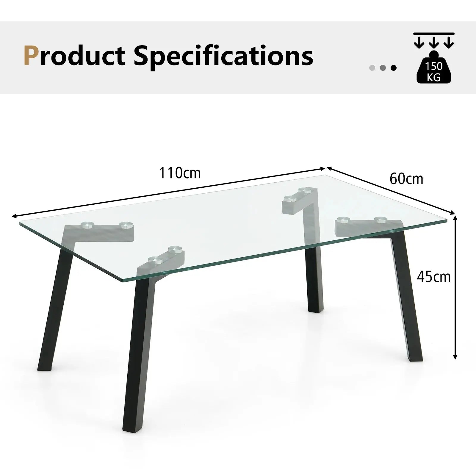 Modern Centre Table with Heavy-duty Metal Frame Furnish Wise