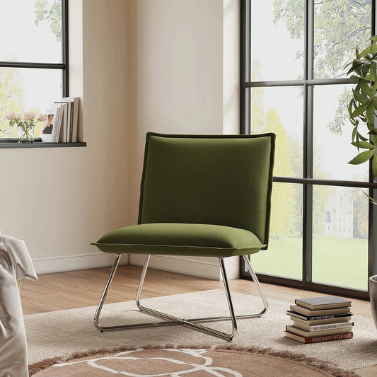 Green Modern Linen Accent Chair Furnish Wise