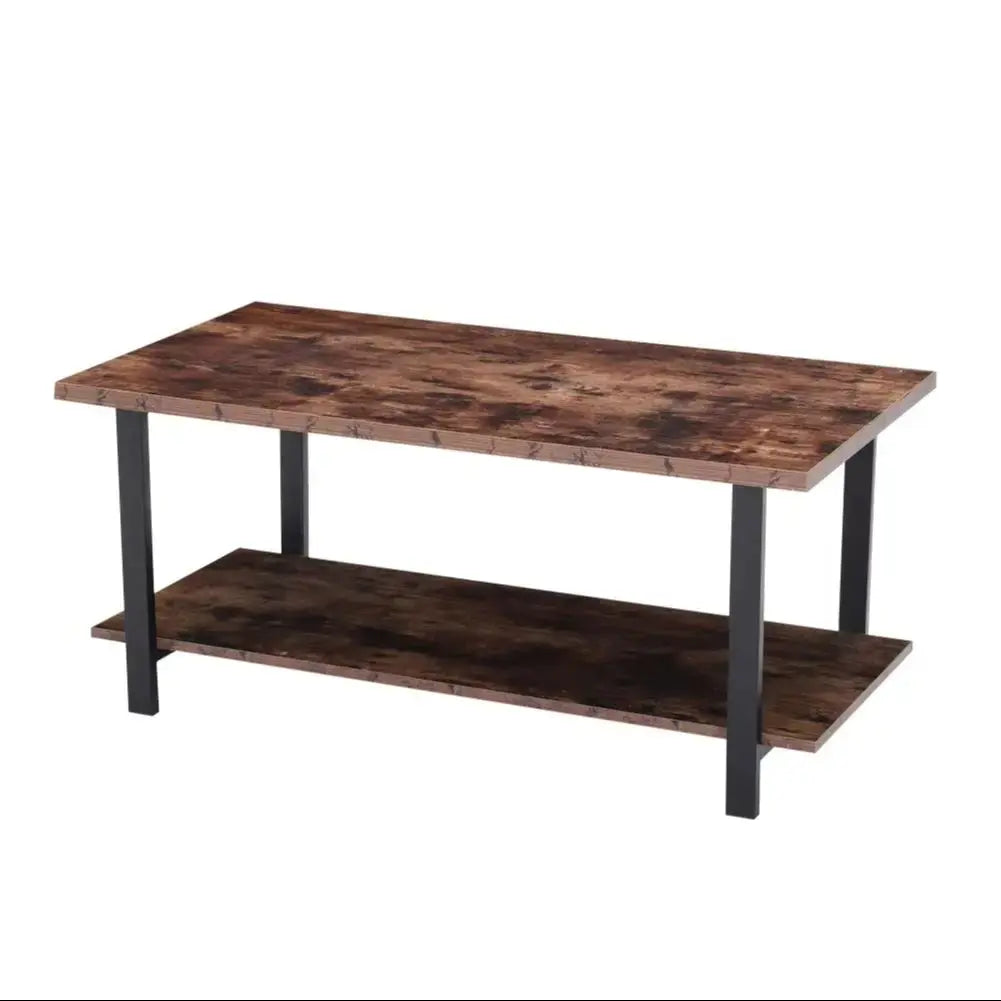 107cm Rustic Coffee Table with Storage Shelf