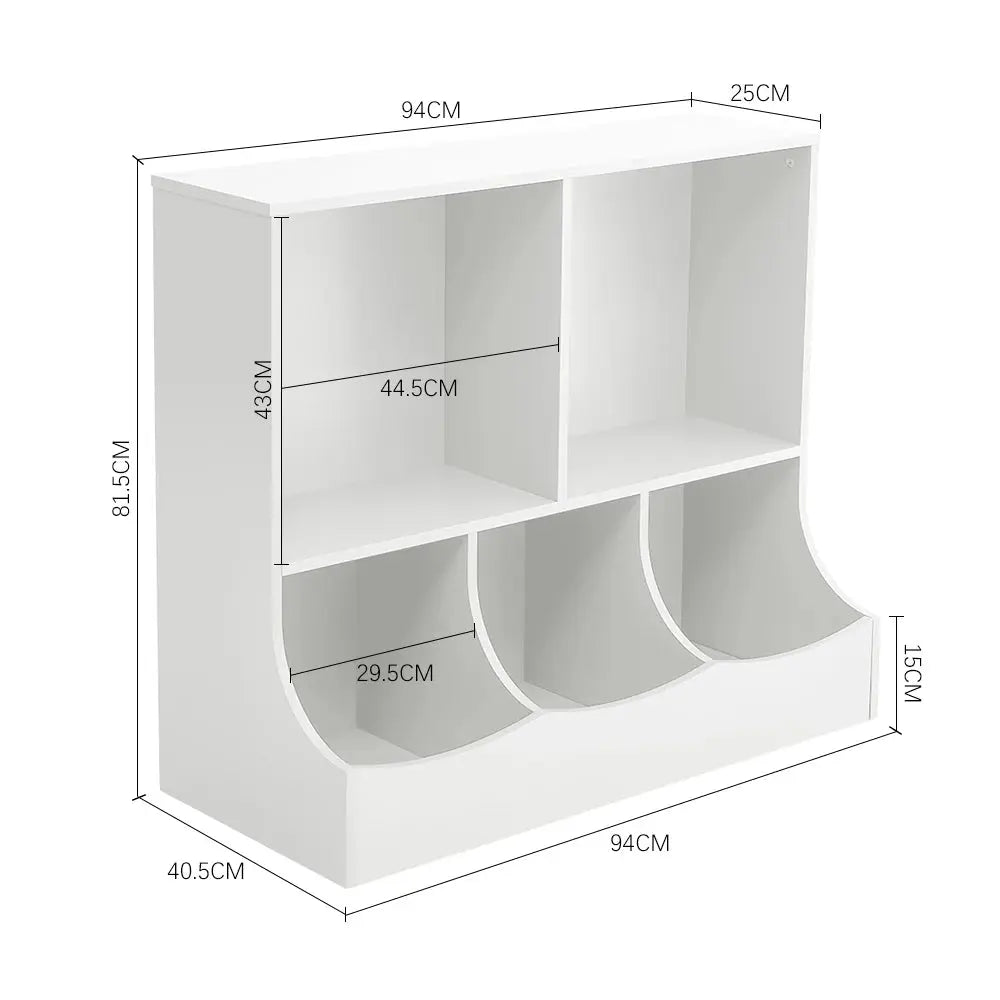 White 2 Tier Open Style Toy and Book Storage Furnish Wise
