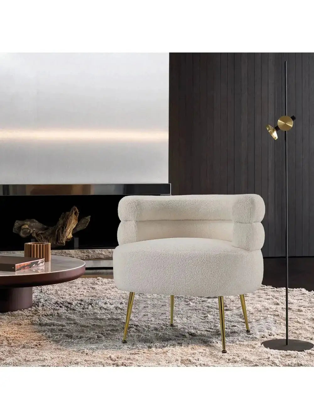 Curved Upholstered Single Sofa Accent Chair