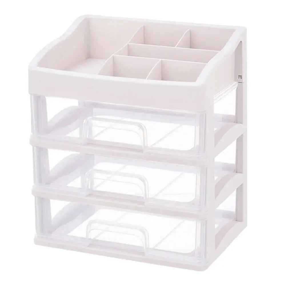 Clear White Portable Makeup Organiser 6 Compartments & 3 Drawers