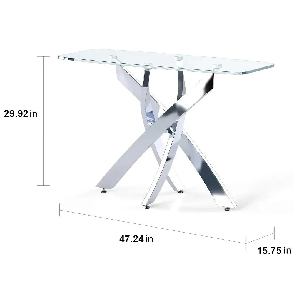 Modern and Futuristic Clear Glass Top Coffee End Table with Chrome Legs Furnish Wise
