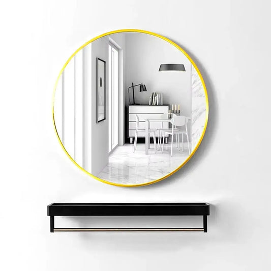 Modern Wall Mounted Slim Frame Round Mirror Furnish Wise