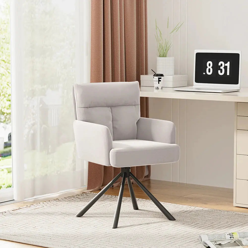 Upholstered Swivel Armchair with Black Legs