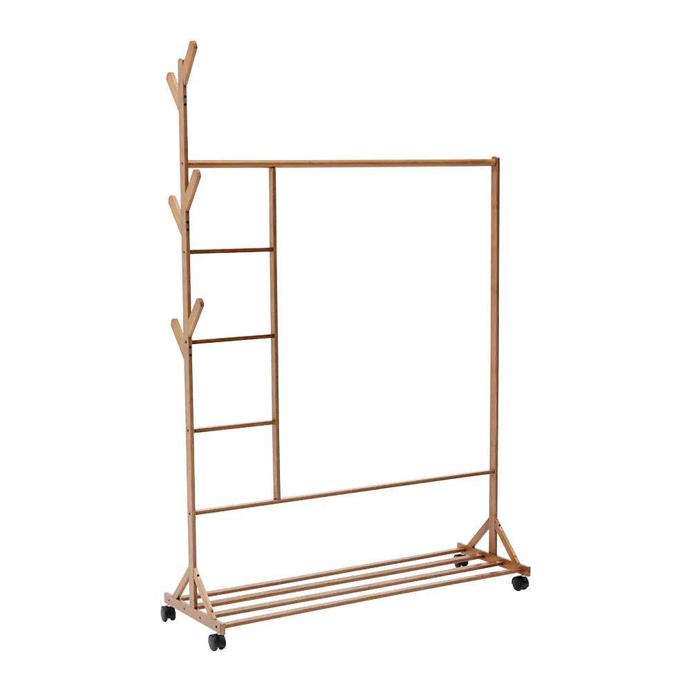 Bamboo Garment Hat Rack with Wheels