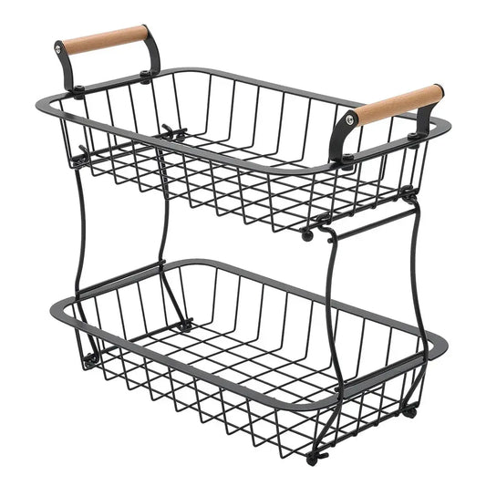 2 Tier Black kitchen Wire Fruit Basket For Fruit or Produce Furnish Wise