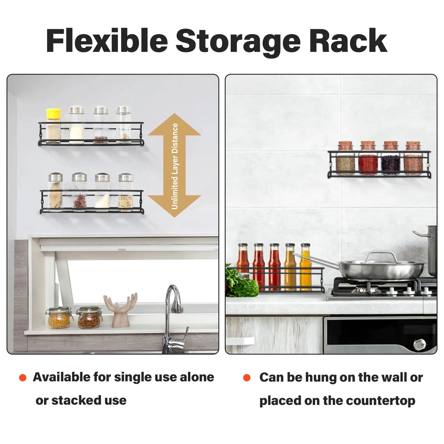 Set of 4 Wall-Mounted Spice Racks