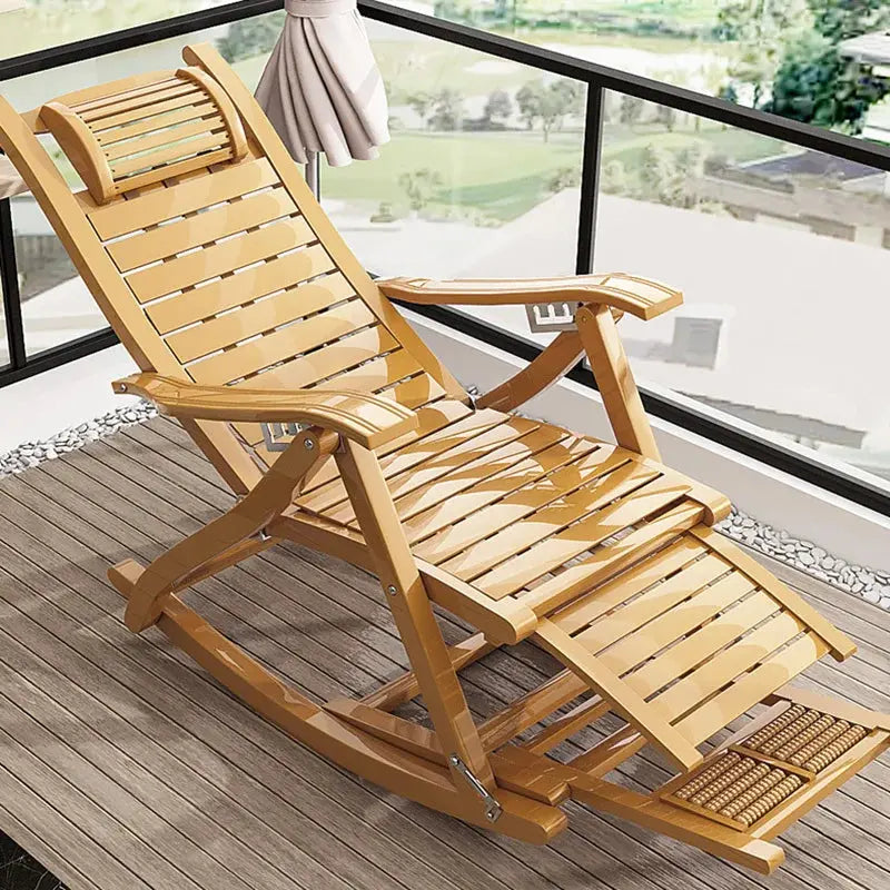 Bamboo Rocking Chair Foldable Recliner Furnish Wise