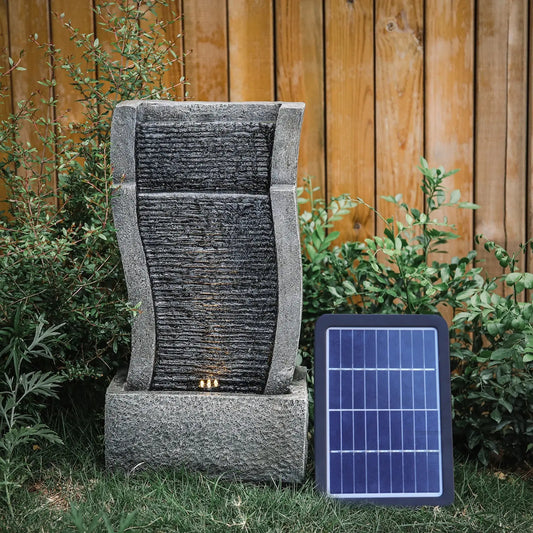 Water Feature Decor Fountain Rockery Solar Powered Garden Outdoor Furnish Wise