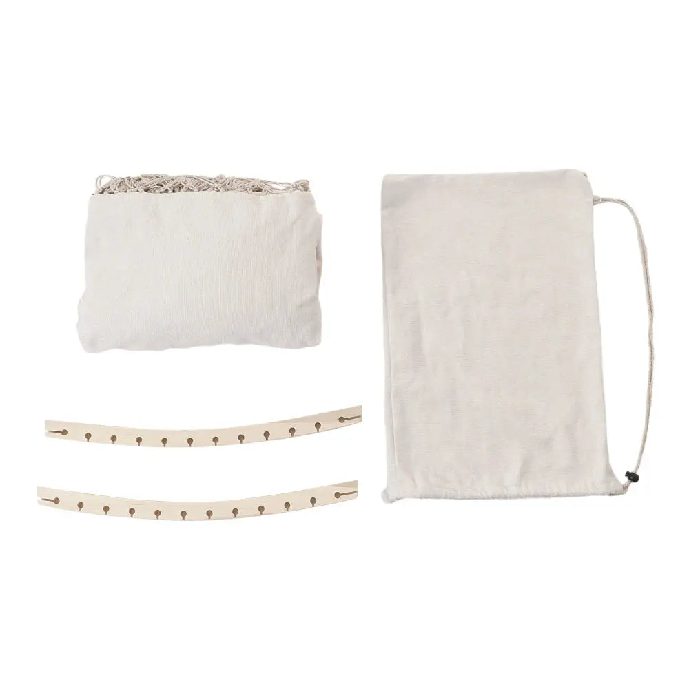 2 Person Beige Camping High Load Bearing Hammock with Tassles