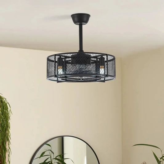 Black Industrial Ceiling Fan with Lights Furnish Wise