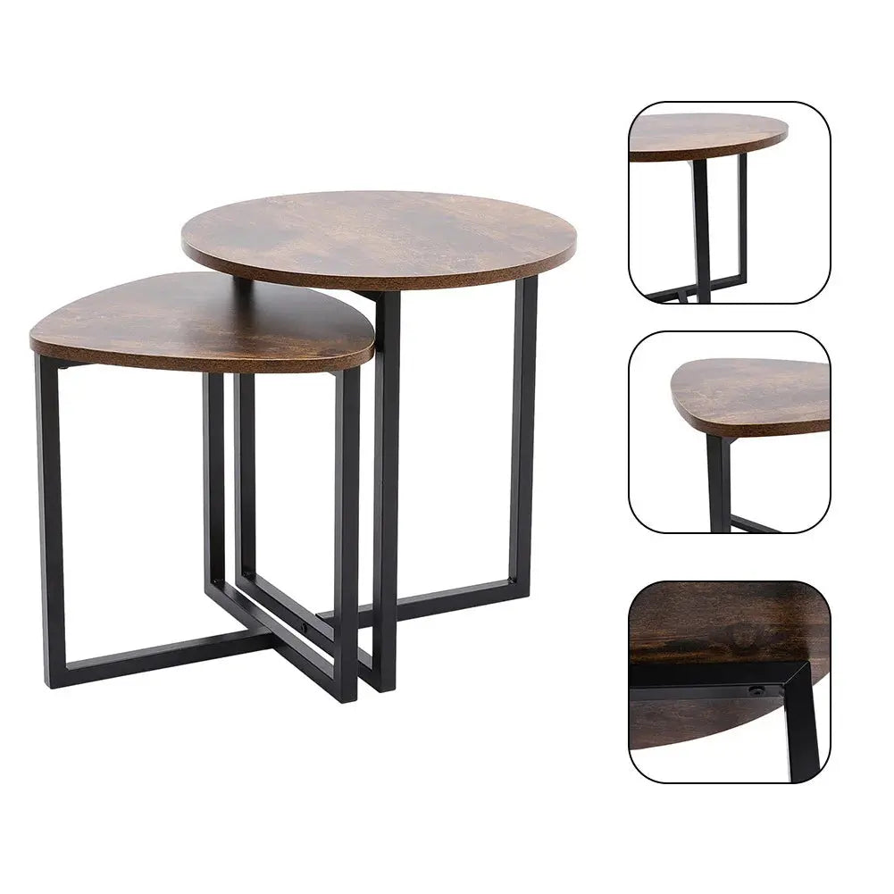 Brown Round and Triangular Wooden Tabletop Furnish Wise