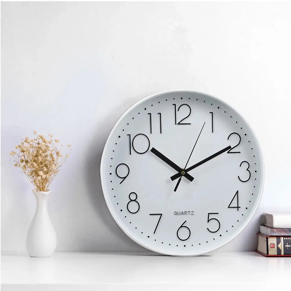 12 Inch Non-Ticking Battery Operated Wall Clock Furnish Wise