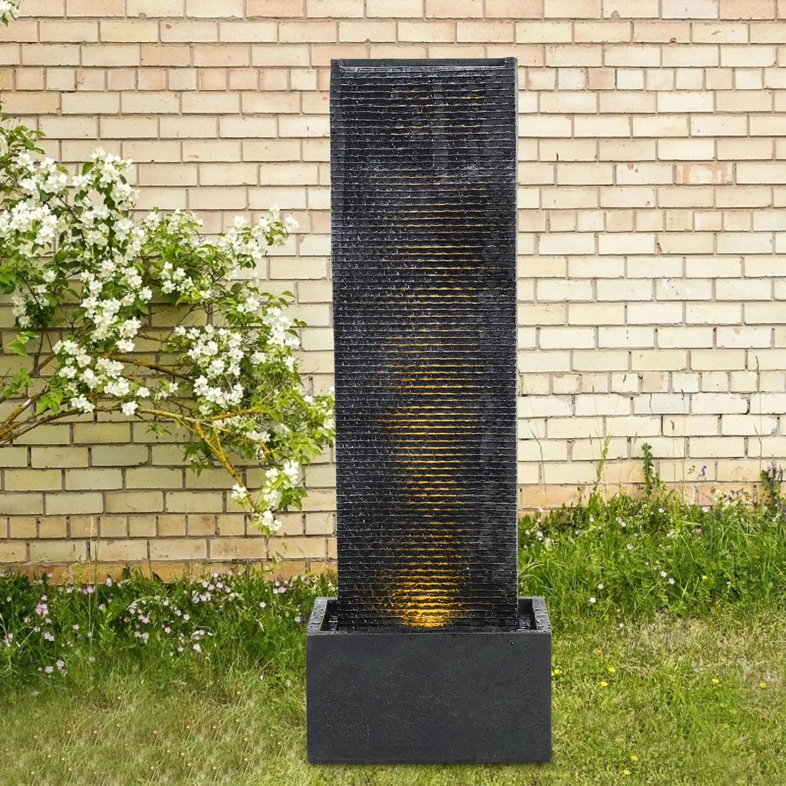 Wall Standing Water Feature Fountain, Stone Furnish Wise