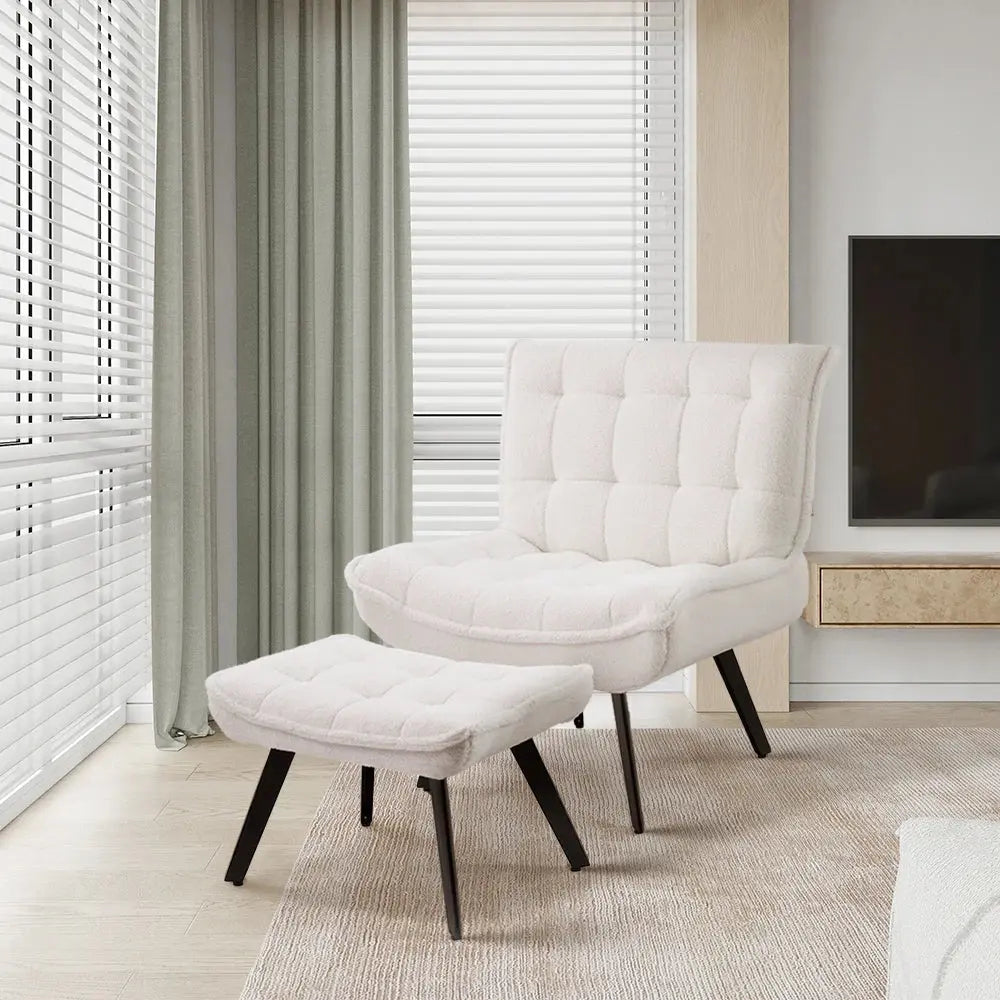Minimal Comfy Chair with Footstool Set Armchair with Footstool