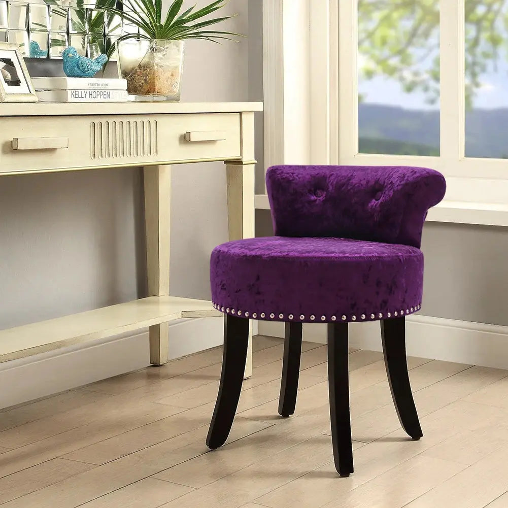 Crushed Velvet Dressing Chair with Studded Edge Furnish Wise